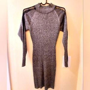 🆕Sexy Metallic Black Sheer Sleeve Bodycon Dress
